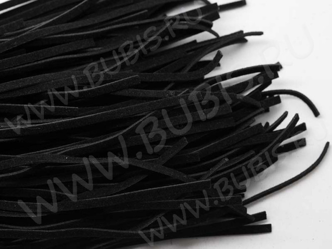 (СКИДКИ!!!) Велюровый шнур 01 плоский 3*1мм чёрный (1м) (10шт.)