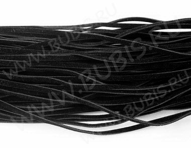 (СКИДКИ!!!) Велюровый шнур 01 плоский 3*1мм чёрный (1м) (10шт.)