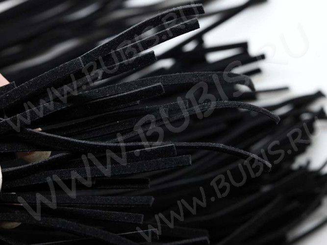 (СКИДКИ!!!) Велюровый шнур 01 плоский 3*1мм чёрный (1м) (10шт.)