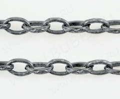 Цепочка I001 с узором звено 7*4,5мм чёрный никель (Iron) (50см)