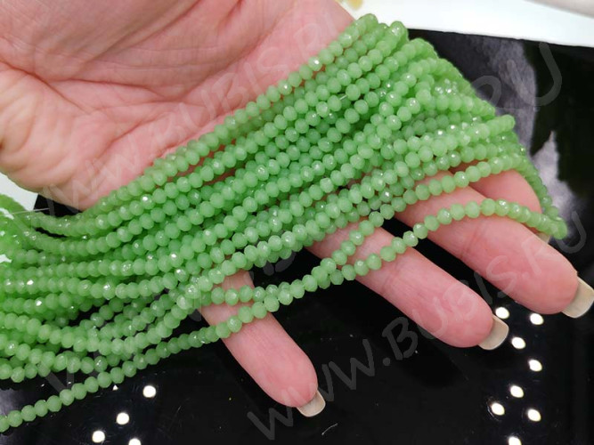 Бусина кристалл гранёный абакус 4,3*4*3,5мм св.зелёный полупрозрачный (имитация Сваровски) (20шт.)