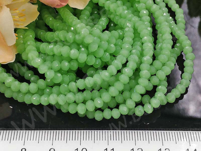 Бусина кристалл гранёный абакус 4,3*4*3,5мм св.зелёный полупрозрачный (имитация Сваровски) (20шт.)