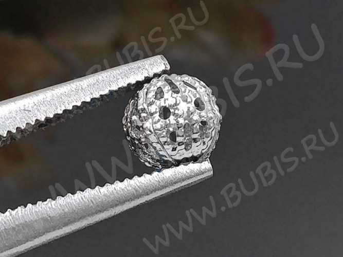 (СКИДКИ!!!) Бусина ажурная 13 "Шарик" 8мм цвет платины (LUX Китай) (Brass) (10шт.)