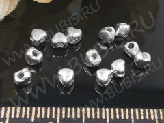 (СКИДКИ!!!) Бусина 091 Сердечко маленькое 4*3*3мм серебристое (литьё) (50шт.)