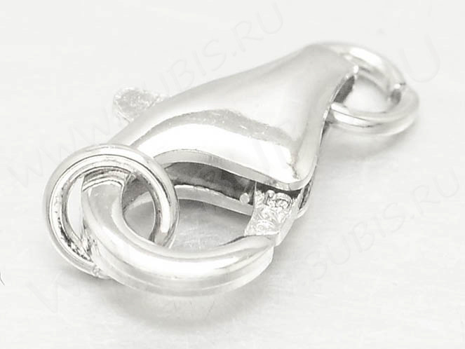 Замочек карабин №068 с колечками серебро 925 10*7*4мм серебристый (Sterling Silver)