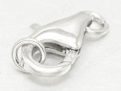Замочек карабин №068 с колечками серебро 925 10*7*4мм серебристый (Sterling Silver)