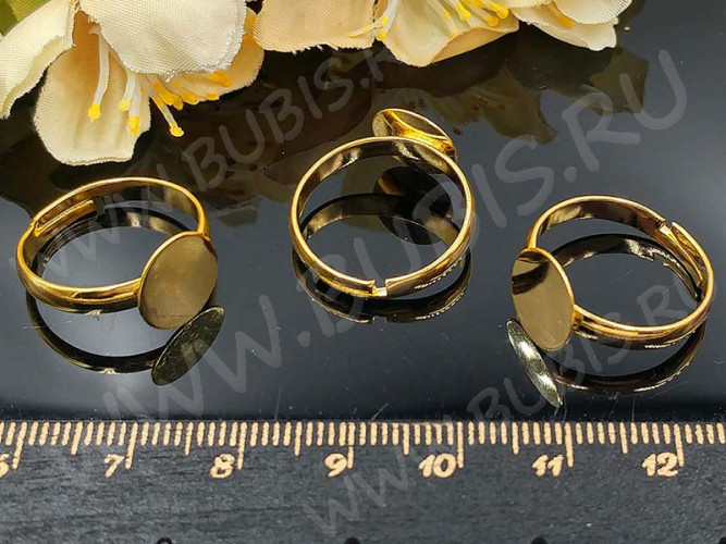 Основа (заготовка) для кольца 010 17мм с платформой 10мм золотистая (Brass)