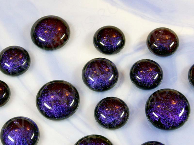 Кабошон Фьюзинг Круглый 12-16мм Дихроик темно-синий с фиолетовым на чёрном
