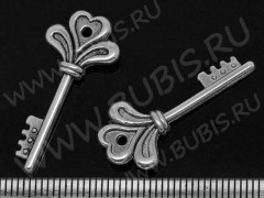 Подвеска Ключик 41 3D 29,5*13,5*3,5мм античное серебро (литьё)