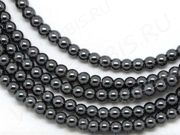 Бусина округлая ГЛАДКАЯ "каменный бисер" 3мм Гематит (камни) (НИТЬ)