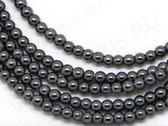 Бусина округлая ГЛАДКАЯ &quot;каменный бисер&quot; 3мм Гематит (камни) (НИТЬ)
