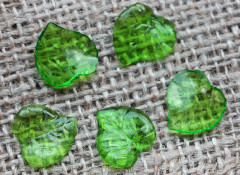 (СКИДКИ!!!) Подвеска акриловый Листик 03 15*15*2,4мм зелёный прозрачный (акрил) (50шт.)