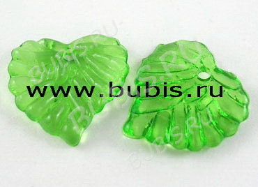 (СКИДКИ!!!) Подвеска акриловый Листик 03 15*15*2,4мм зелёный прозрачный (акрил) (50шт.)