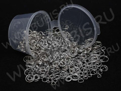 (СКИДКИ!!!) МИКС колечек 08 обычные и двойные микс 4-10мм цвет платины, без никеля (Iron) (50гр)
