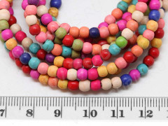 (ОПТ) Бусина округлая 4мм Бирюза МИКС синт. (камни) (НИТЬ)