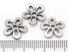 (СКИДКИ!!!) 141 Шапочка Цветочек 12*12*2,3мм античное серебро (литьё) (10шт.)