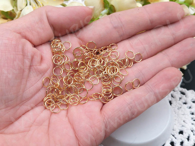 Колечки одинарные обычные 6*0,7мм светлое золото (Iron) (100шт)