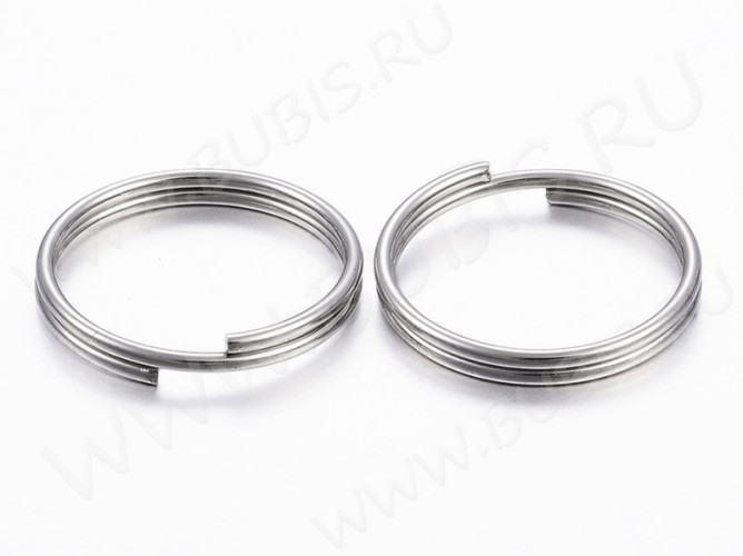 Колечки двойной крутки 16мм для брелка цвет платины (Хирургическая сталь) (10шт.)