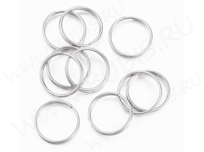 Колечки двойной крутки 16мм для брелка цвет платины (Хирургическая сталь) (10шт.)