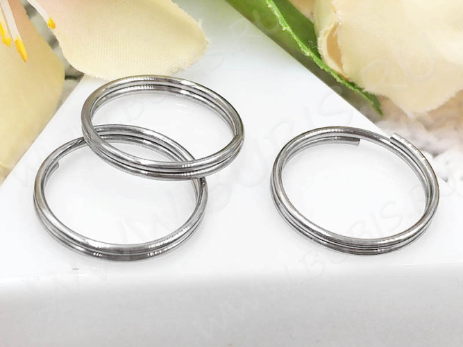 Колечки двойной крутки 16мм для брелка цвет платины (Хирургическая сталь) (10шт.)