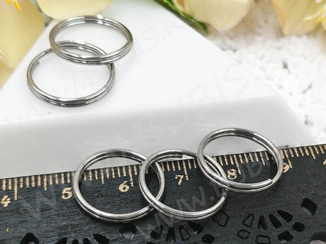 Колечки двойной крутки 16мм для брелка цвет платины (Хирургическая сталь) (10шт.)