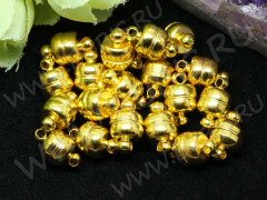 Магнитный замочек №29 с петельками бочонок 11,5*7*7мм золотистый (Brass)