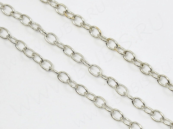 Цепочка C16 с простым плетением звено 3,8*2,8мм цвет платины (Brass) (50см)