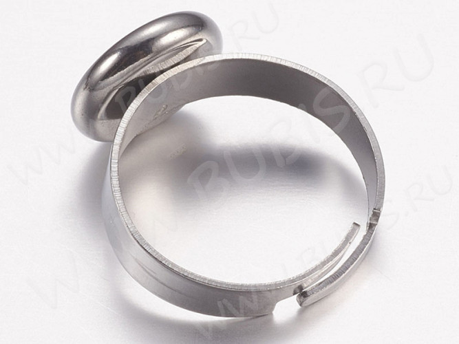 Основа (заготовка) для кольца 164 стальная 18мм с сеттингом 8мм цвет платины (Хирургическая Сталь)