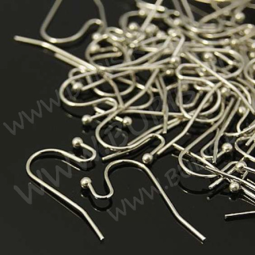 (СКИДКИ!!!) Швензы-крючки №047 с шариком 22*11*0,65мм цвет платины (Brass) (10 пар)