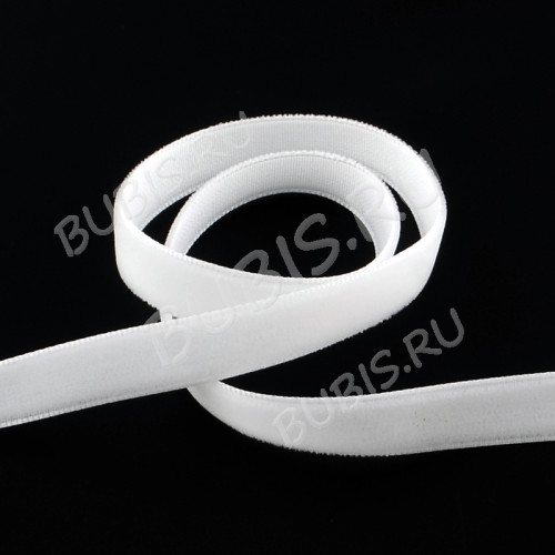 Бархатный шнур 13 плоский для чокеров 13*0,7мм белый (вельвет) (1м)