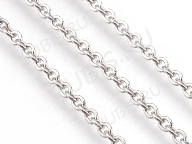 Цепочка S53 Ювелирная сталь с плоским звеном 2,8*2*0,45мм цвет платины (Хирургическая сталь) (50см)