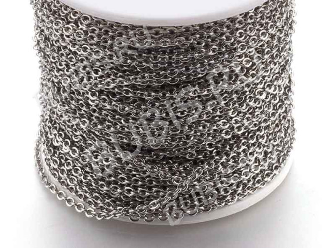 Цепочка S53 Ювелирная сталь с плоским звеном 2,8*2*0,45мм цвет платины (Хирургическая сталь) (50см)