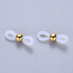 Держатель для очков 06 силиконовая петля с шариком 21*6мм золотистый (силикон и Хирургическая сталь) (2шт)