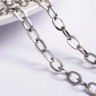 Купить Цепочка S119 стальная овальное плоское звено 10*5мм цвет платины (Хирургическая сталь)(50см) с доставкой по России