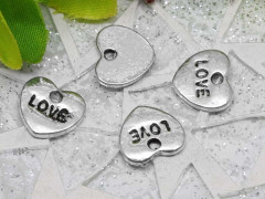 Подвеска Жетон 15 Сердечко LOVE 10,5*9,5*1,4мм античное серебро (литьё)