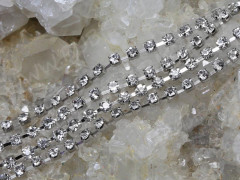 Цепочка C25 СТРАЗОВАЯ 2,5*2,5мм цвет платины и прозрачные стразы (Brass) (примерно 55см)