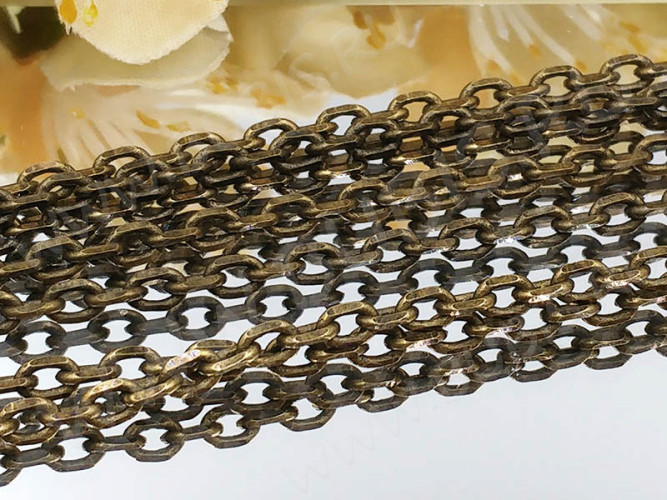 Цепочка C26 простое плетение с гранёным звеном 3,5*2,5мм античная бронза (Brass) (50см)