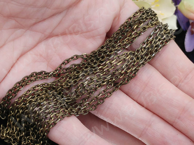 Цепочка C26 простое плетение с гранёным звеном 3,5*2,5мм античная бронза (Brass) (50см)