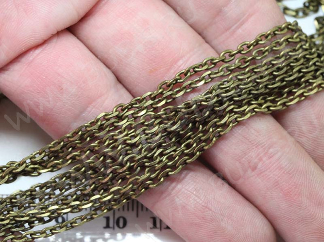 Цепочка C26 простое плетение с гранёным звеном 3,5*2,5мм античная бронза (Brass) (50см)