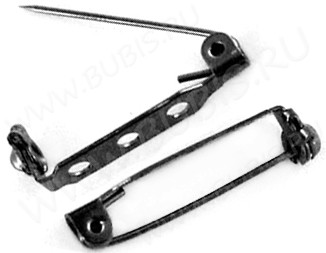 (СКИДКИ!!!) Основа (заготовка) для броши №94 булавка 3 отверстия с замочком 25*7мм чёрный никель (Iron) (10шт)