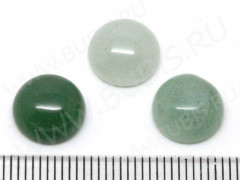 Кабошон каменный 058 Круг 10*10*5мм Авантюрин зелёный натуральный (камни)