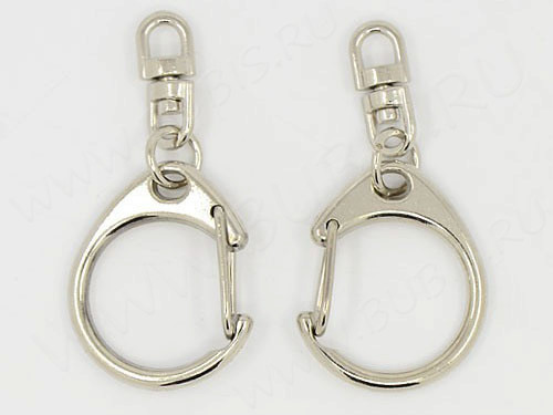 Карабин для брелка 21 с поворотным коннектором 46*22мм цвет платины (Iron)