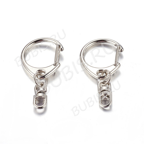 Карабин для брелка 21 с поворотным коннектором 46*22мм цвет платины (Iron)