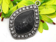 Кулон 35 имитация камня со стразами 74*50*14мм античное серебро и т.серый (металл, резин и стекло)