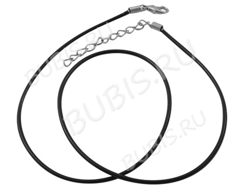 Шнур с замочком 05 полиуретановый круглый 2мм матовый чёрный (45см)