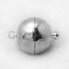 Магнитный замочек №41 Шар с петельками 16*10мм цвет платины (Brass)