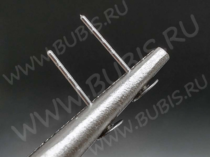 (СКИДКИ!!!) Пуссеты ("гвоздики") №144 (платформа 4мм) с 3 рисочками 12*0,7мм цвет платины (хирургическая сталь) (10 ПАР)