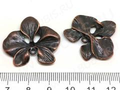 Подвеска Цветочек 31 3D коннектор 30*27,5*3,5мм античная медь (литьё)