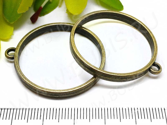 Подвеска Рамка 16 Круг для эпоксидки/полимерки 37*33*4мм античная бронза (литьё)