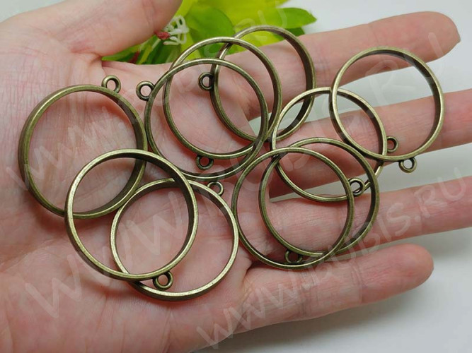 Подвеска Рамка 16 Круг для эпоксидки/полимерки 37*33*4мм античная бронза (литьё)